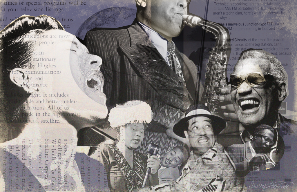 Photocollage of famous african american musicians